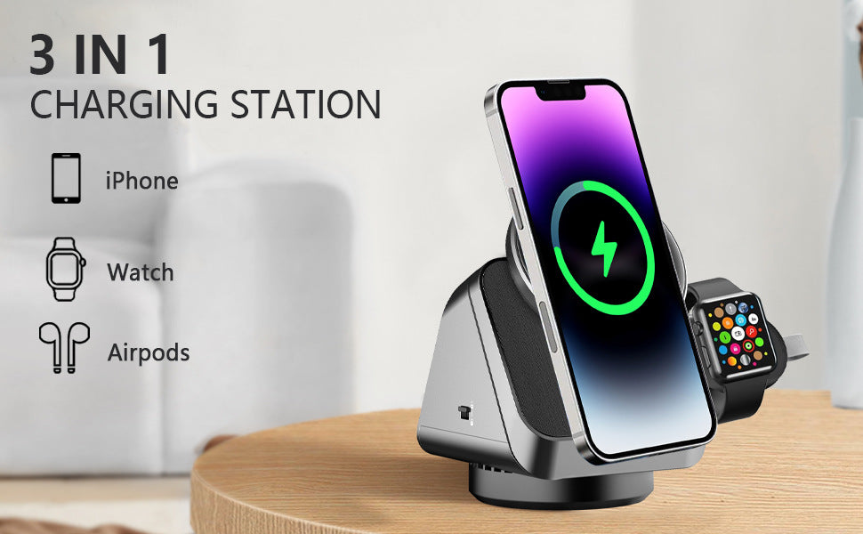 Three-in-one Magsafe Magnetic Wireless Charger Mobile Phone Watch Headset