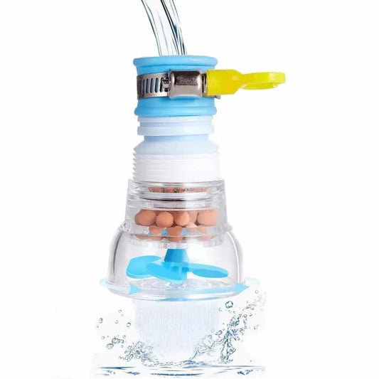 360° Rotatable Faucet Water Filter – Splash-Proof Purifier with Mineral Ball Filtration | فلتـر صنبور الماء القابل للتدوير ٣٦٠ درجة – منقي مياه مانع للرذاذ مع كرات فلترة معدنية