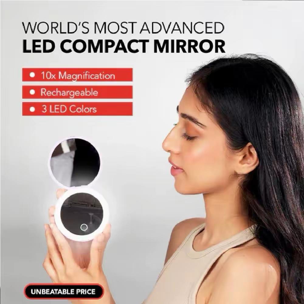 10X ZooM LED Pocket Mirror / 3 Light Modes / USB Rechargeable