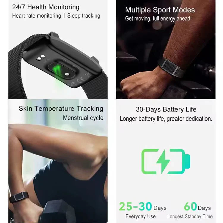 Smart Fitness Tracker Bracelet – 24/7 Health Monitor &amp; 30-Day Battery | سوار اللياقة البدنية الذكي – مراقب صحي ٢٤/٧ وبطارية تدوم ٣٠ يوماً