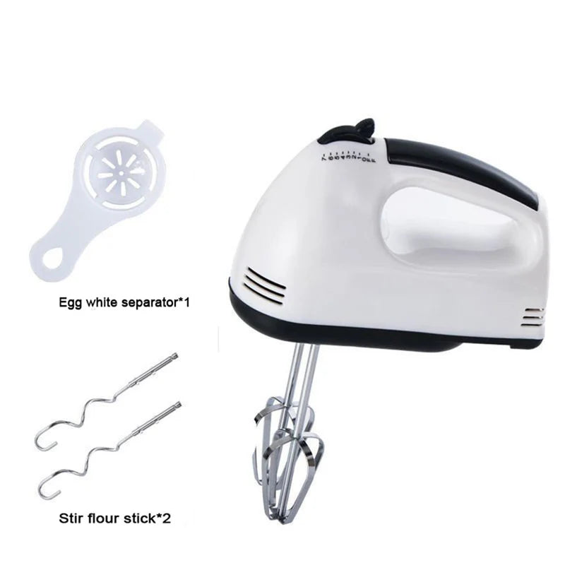 7-Speed Electric Hand Mixer – A versatile kitchen tool with stainless steel attachments and 150–200W power, perfect for baking and everyday mixing needs.
